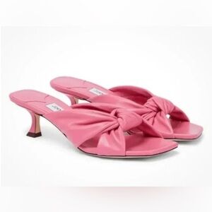 Jimmy Choo AVENUE Pink Knotted Kitten-Heel Slides